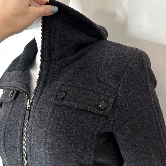 Cole Haan Wool Cashmere Blend Tie Waist Peacoat Jacket Coat in Gray Women's Sz 4 - Picture 8 of 16